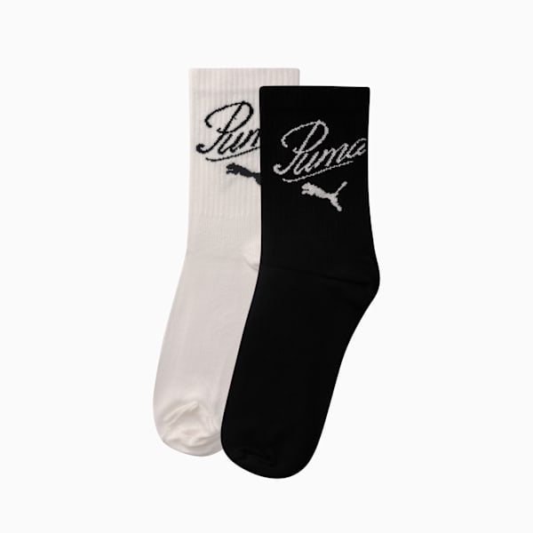 Mens Script Logo Crew Sock, PUMA Black-White, large-ZAF