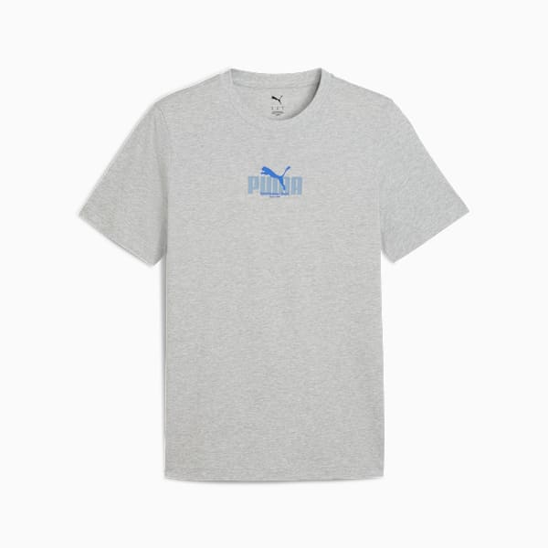 Graphic PUMA Wording Tee M Men, Light Gray Heather, large-ZAF