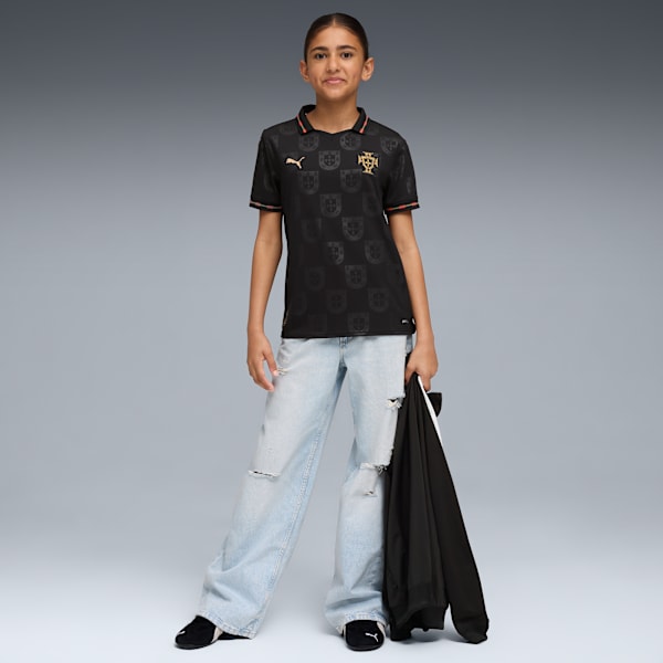 Jersey Portugal 25/26 Edición Especial Eusébio Replica para adolescentes, PUMA Black-Matte Puma Gold, large-MEX