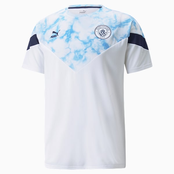 Man City Iconic MCS Men's Football Tee, Puma White-Team Light Blue, large-ZAF
