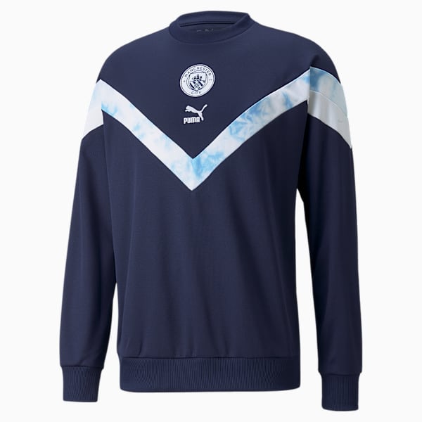 Man City Iconic MCS Crew Men's Football Sweatshirt, Peacoat-Puma White, large-ZAF