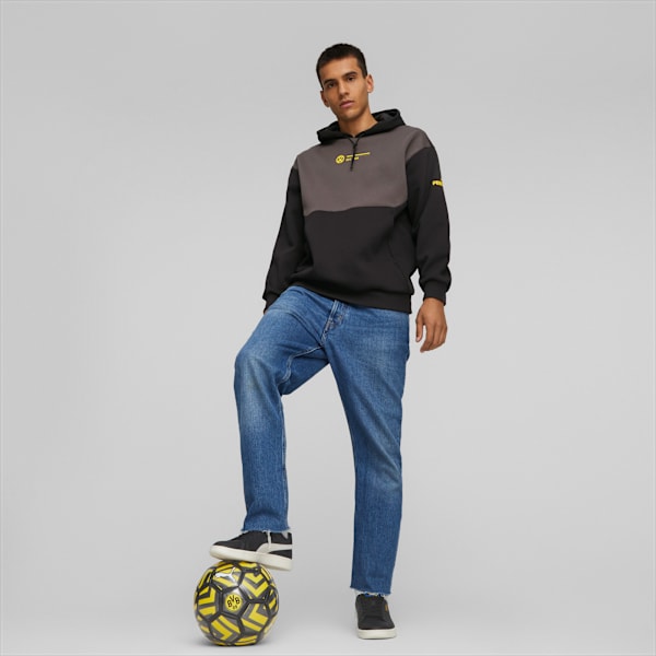 Borussia Dortmund Men's FtblCulture Hoodie, Shadow Gray-PUMA Black, large-ZAF