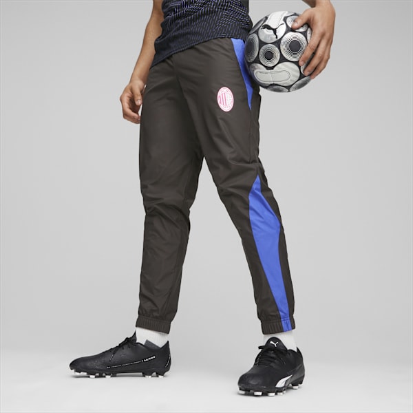 Pantalones de fútbol prematch del AC Milan, PUMA Black-Royal Sapphire, large-ARG