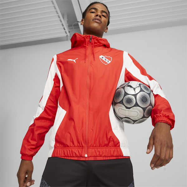 Campera de fútbol para hombre prematch de Independiente, PUMA Red-PUMA White, large-ARG