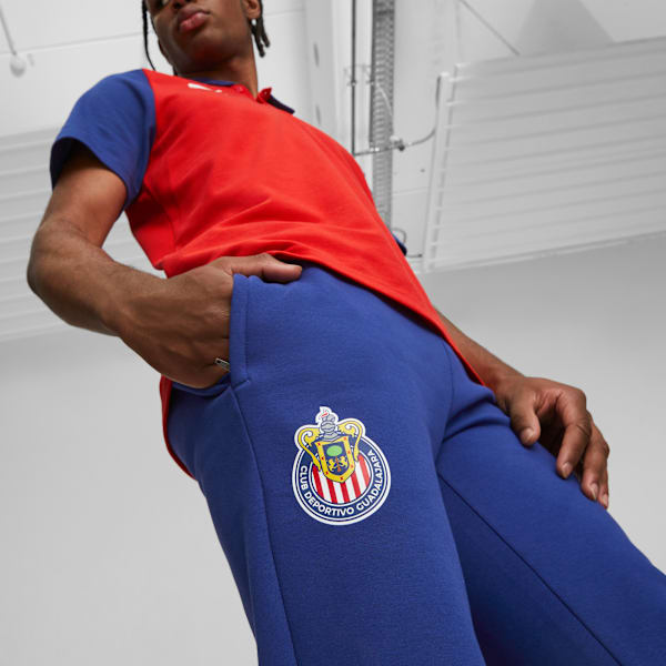 C.D. Guadalajara Football Casuals Men's Pants, Elektro Blue-PUMA Red, large-MEX