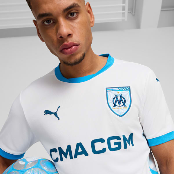 Jersey Hombre local Olympique de Marseille 24/25, PUMA White-Bleu Azur, large-MEX
