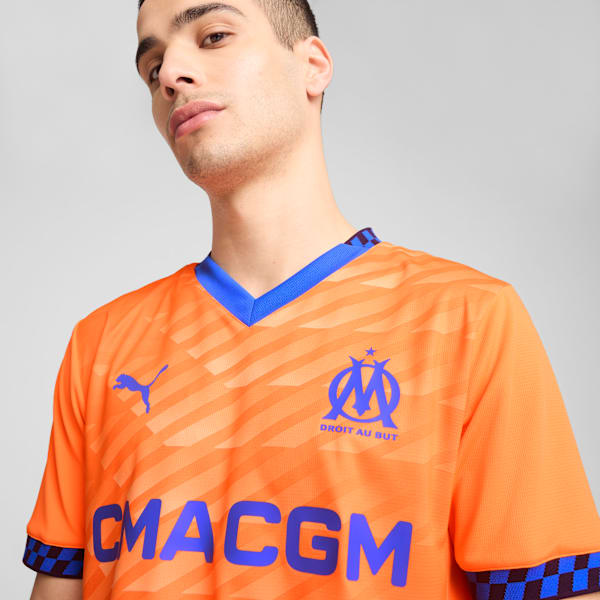Jersey para hombre Olympique de Marseille Third 24/25, Fluro Orange Pes-Cayenne Pepper-Racing Blue, large-MEX