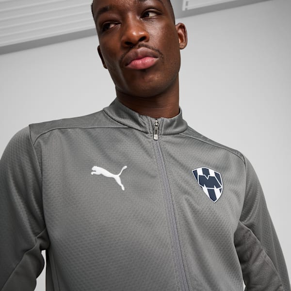 Chamarra de entrenamiento Rayados para hombre, Flat Medium Gray-PUMA Silver, large-MEX