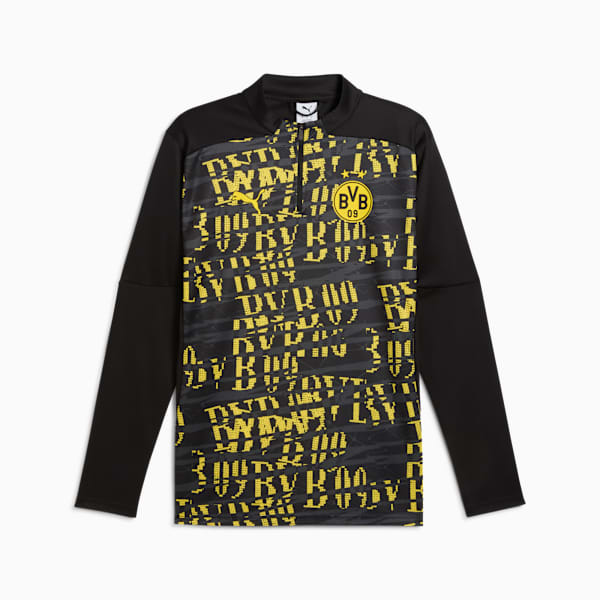 Remera pre-partido con cierre Borussia Dortmund para hombre, PUMA Black-Faster Yellow, large-ARG