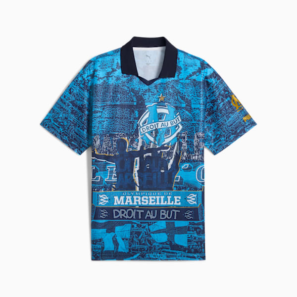 Camiseta Olympique de Marseille ftblNRGY+ Retro para hombre, Bleu Azur, large-MEX