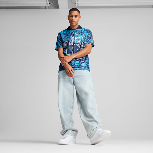 Camiseta Olympique de Marseille ftblNRGY+ Retro para hombre, Bleu Azur, large-MEX