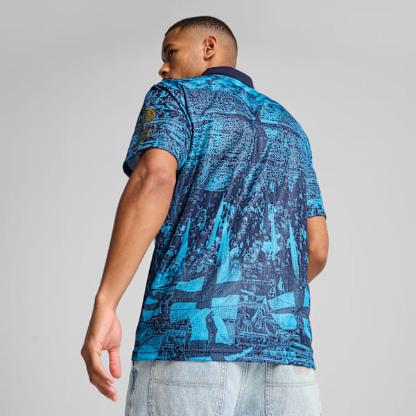Camiseta Olympique de Marseille ftblNRGY+ Retro para hombre, Bleu Azur, large-MEX