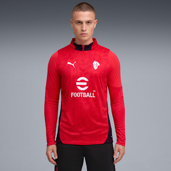 Buzo de entrenamiento zip 1/4 AC Milan 25/26 para hombre, For All Time Red-PUMA Black, large-ARG