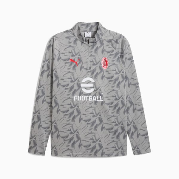 Blusa Quarter-Zip Pré-Jogo AC Milan 25/26 Masculina, Smokey Gray-PUMA White, large-BRA