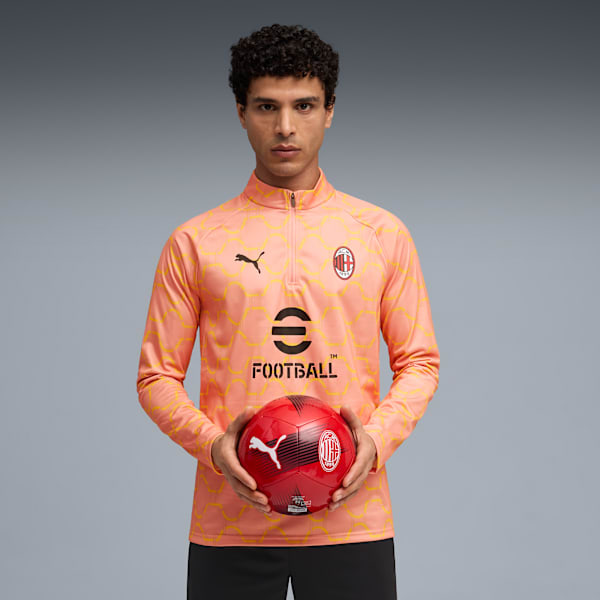 AC Milan Pre-match Quarter-Zip Top Men, Pink Fruit-Sunny Yellow, large-ZAF