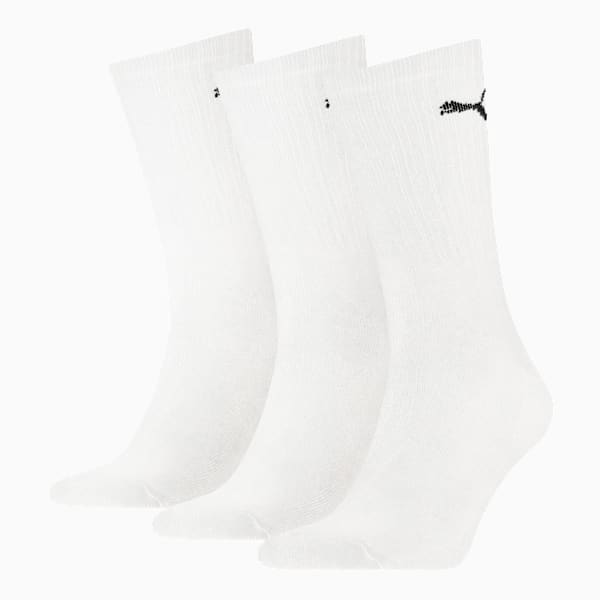 Medias unisex ligeras PUMA Sport Crew, pack de 3 pares, white, large-ARG