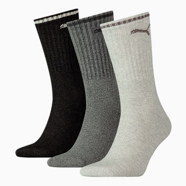 Medias unisex PUMA Sport Crew Stripe, pack de 3 pares, anthracite / grey, large-ARG