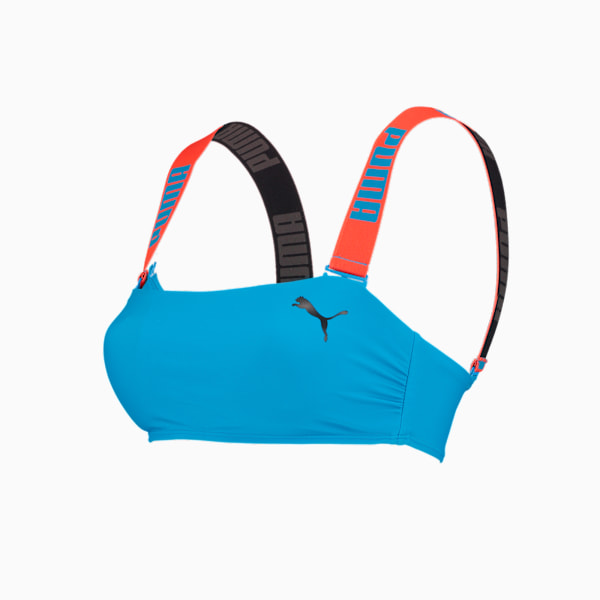 PUMA Swim Women's Bandeau Top, bright blue, large-MEX