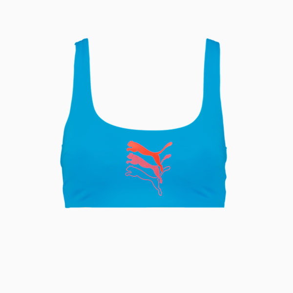PUMA Swim Scoop Neck Women's Bikini Top, bright blue, large-MEX