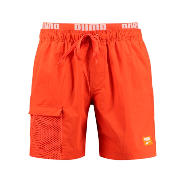 PUMA Swim Men's Utility Mid-Length Short, chili pepper, large-MEX