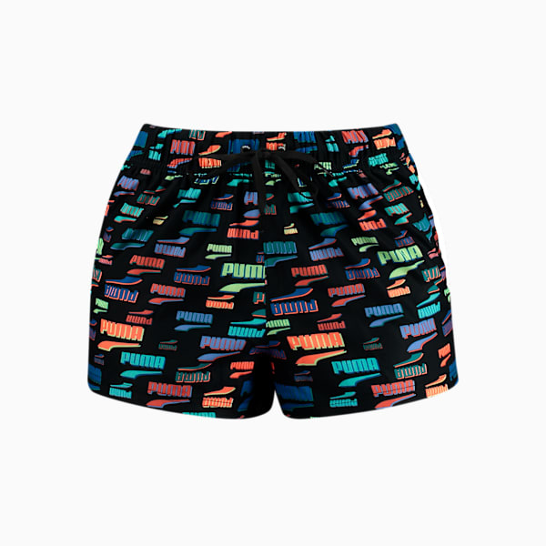 PUMA Swim Women's High-Waist Shorts, black combo, large-MEX