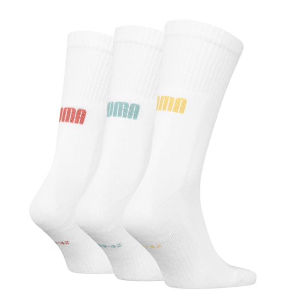 PUMA Unisex Crew Socks 3 pack, white combo, large-MEX