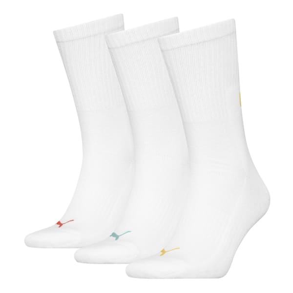 PUMA Unisex Crew Socks 3 pack, white combo, large-MEX