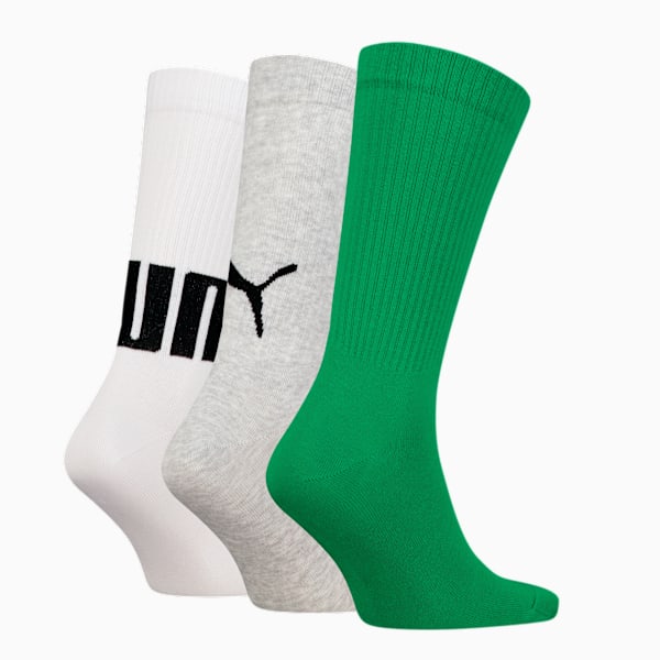 PUMA UNISEX BIG LOGO CREW 3P, green combo, large-MEX