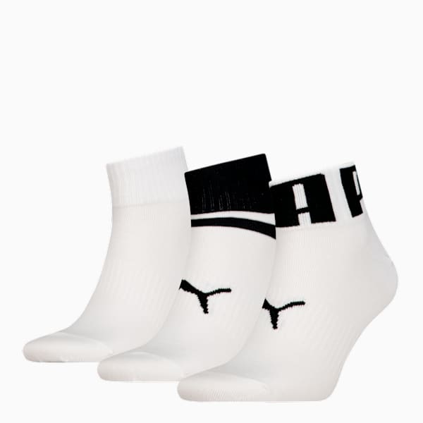 PUMA Unisex Quarter Socks 3 Pack, white combo, large-MEX