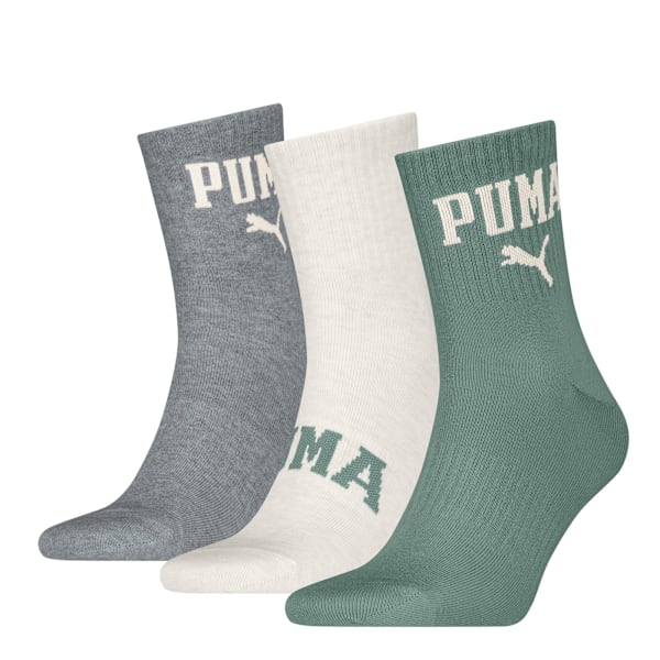 Logo Short Crew Socks Unisex (3-pack), green / grey, large-MEX