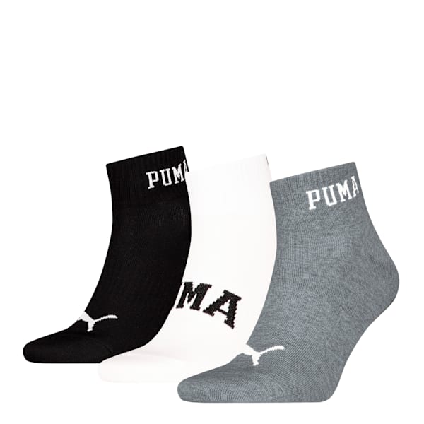 Logo Quarter Socks Unisex (3-pack), grey/white/black, large-MEX