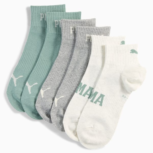 Logo Quarter Socks Unisex (3-pack), green / grey, large-MEX
