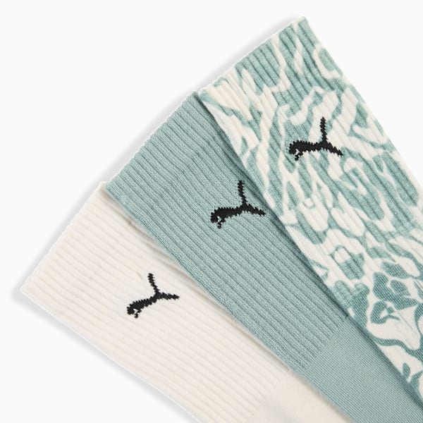 Printed Crew Socks Unisex (3-pack), green combo, large-MEX