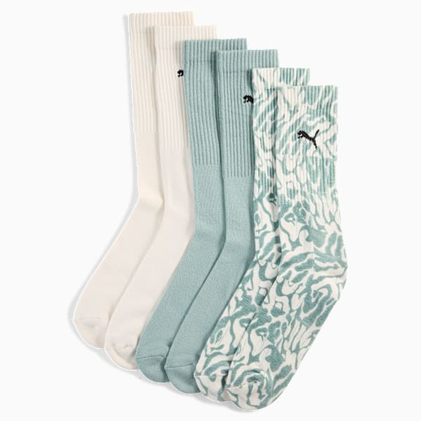 Printed Crew Socks Unisex (3-pack), green combo, large-MEX