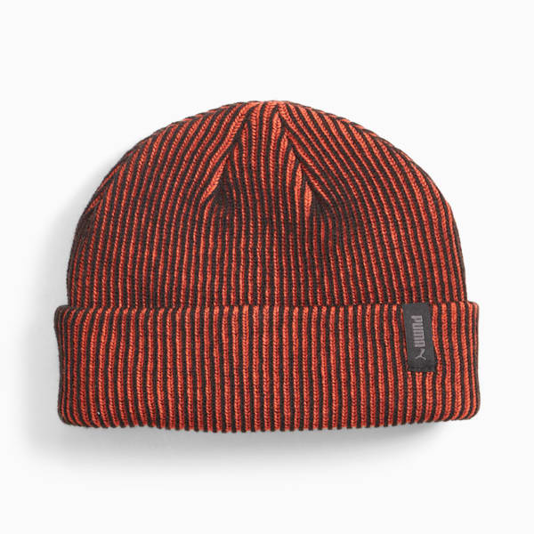 Ribbed Fisherman Beanie, PUMA Black-Fall Foliage, large-ZAF