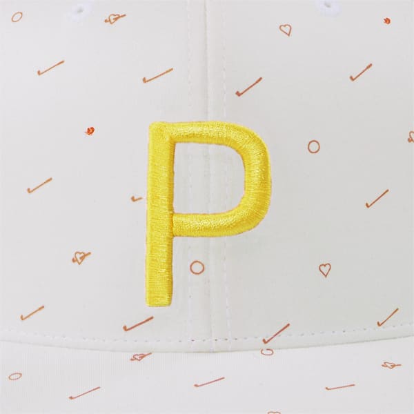 Love Golf P Snapback Men's Golf Cap, Bright White-Mustard Seed, large-ZAF
