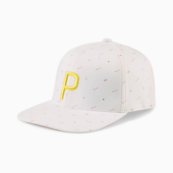 Love Golf P Snapback Men's Golf Cap, Bright White-Mustard Seed, large-ZAF