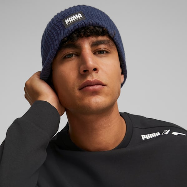 Classic Cuff Ribbed Beanie, Peacoat, large-ZAF