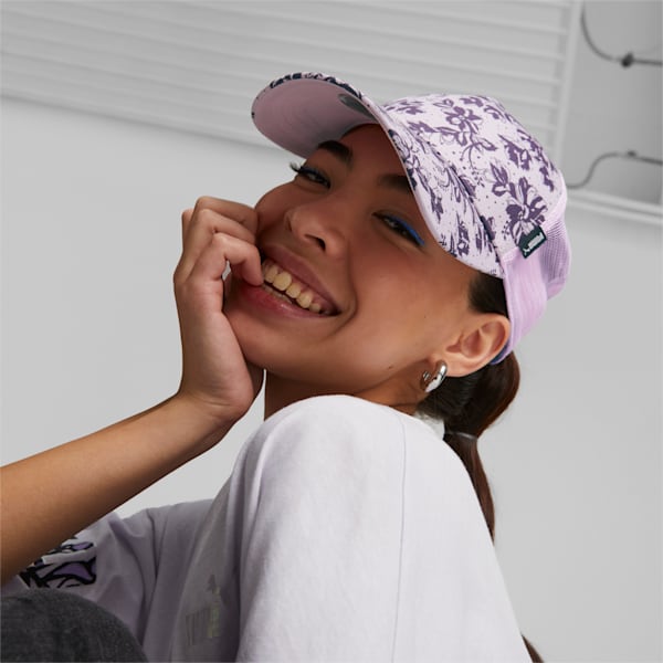 PUMA Academy Printed Trucker Cap, Pearl Pink-Flower AOP, large-ZAF
