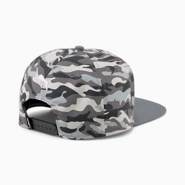 PUMA Flat Brim Cap, PUMA Black-Cool Light Gray-Cool Mid Gray-AOP, large-ZAF