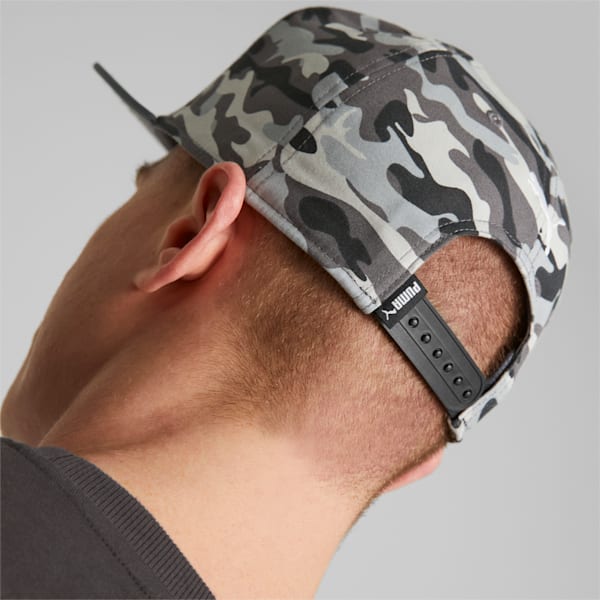 PUMA Flat Brim Cap, PUMA Black-Cool Light Gray-Cool Mid Gray-AOP, large-ZAF