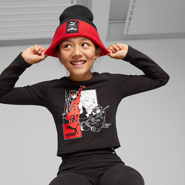 PUMA x MIRACULOUS Youth Beanie, PUMA Black-AOP, large-ZAF