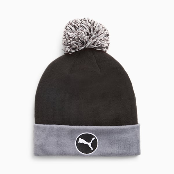 WRMLBL Men's Golf Removable Pom Beanie, PUMA Black-Slate Sky, large-ZAF