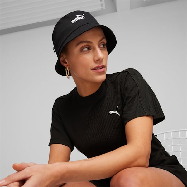 Essentials Logo Bucket Hat, PUMA Black, large-ZAF