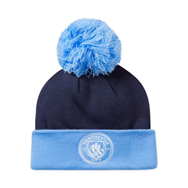 Manchester City ftblESSENTIALS Pom Pom Beanie, PUMA Navy-Team Light Blue, large-ZAF