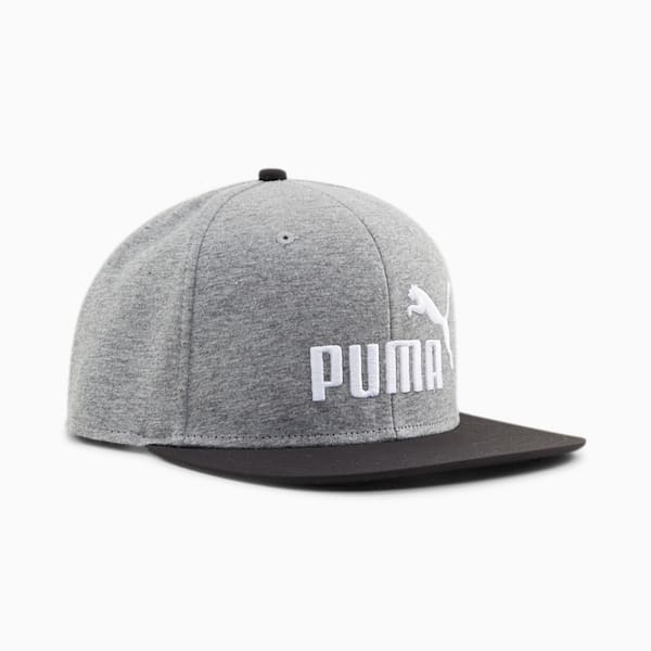 Essentials No. 1 Flatbrim Cap, Medium Gray Heather-PUMA Black, large-ZAF