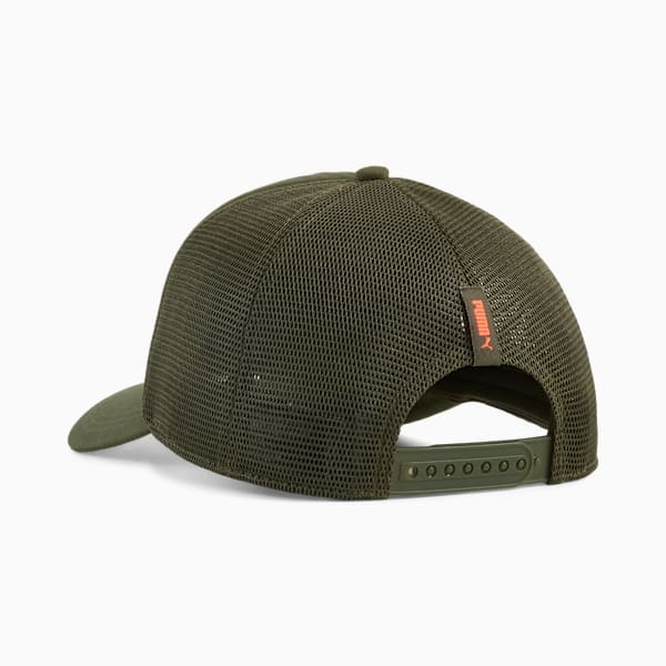 PUMA x HYROX Trucker Cap, Dark Olive-Glowing Orange, large-ZAF