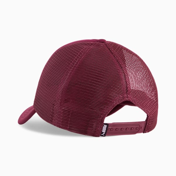 Essentials PUMA Cat Logo Trucker Cap, Ruby Shimmer, large-ZAF