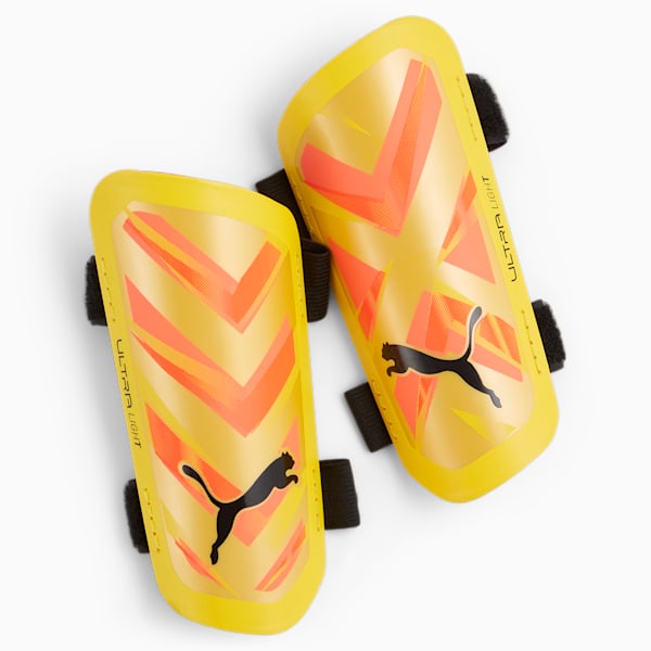ULTRA Light Strap Football Shin Guards, Sunset Glow-Sun Stream-PUMA Black, large-ZAF