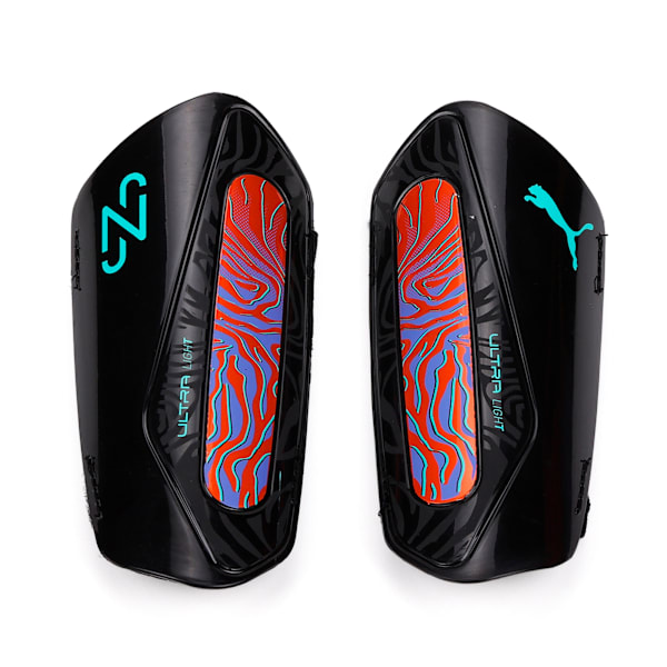 Espinilleras de fútbol ULTRA Light Strap, Orange Poppy-PUMA Black, large-MEX